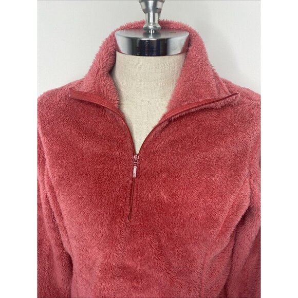 LL Bean Fleece Shirt Sweatshirt 1/4 Zip Pink Top Womens M Long Sleeve - Picture 2 of 7